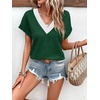 image:imageWIHOLL Summer Tops for Women 2026 Dressy Casual Short Sleeve Shirts Business Casual T Shirts Beach Vacation ClothesGreen