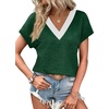 image:imageWIHOLL Summer Tops for Women 2026 Dressy Casual Short Sleeve Shirts Business Casual T Shirts Beach Vacation ClothesGreen