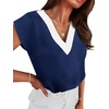 image:imageWIHOLL Summer Tops for Women 2026 Dressy Casual Short Sleeve Shirts Business Casual T Shirts Beach Vacation ClothesNavy Blue