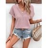 image:imageWIHOLL Summer Tops for Women 2026 Dressy Casual Short Sleeve Shirts Business Casual T Shirts Beach Vacation ClothesPink