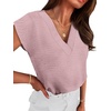 image:imageWIHOLL Summer Tops for Women 2026 Dressy Casual Short Sleeve Shirts Business Casual T Shirts Beach Vacation ClothesPink