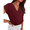 image:imageWIHOLL Summer Tops for Women 2026 Dressy Casual Short Sleeve Shirts Business Casual T Shirts Beach Vacation ClothesPlum Red