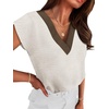 image:imageWIHOLL Summer Tops for Women 2026 Dressy Casual Short Sleeve Shirts Business Casual T Shirts Beach Vacation ClothesWhite