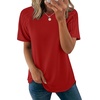 image:imageWIHOLL Summer Tops for Women 2026 Trendy Short Sleeve Shirts Crew Neck Tops Curved Hem Fashion ClothingRed