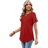 image:imageWIHOLL Summer Tops for Women 2026 Trendy Short Sleeve Shirts Crew Neck Tops Curved Hem Fashion ClothingRed