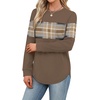 image:imageWIHOLL Sweatshirt for Women Long Sleeve Shirts Fall Outfits Fashion TopsUnique Brown Plaid