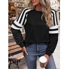 image:imageWIHOLL Sweatshirts for Women Crewneck Long Sleeve Loose Fit Tops Color Block Fashion 2026Black Striped