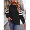 image:imageWIHOLL Sweatshirts for Women Crewneck Long Sleeve Loose Fit Tops Color Block Fashion 2026Black White Grid