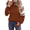image:imageWIHOLL Sweatshirts for Women Crewneck Long Sleeve Loose Fit Tops Color Block Fashion 2026Caramel Grid