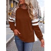 image:imageWIHOLL Sweatshirts for Women Crewneck Long Sleeve Loose Fit Tops Color Block Fashion 2026Caramel Grid