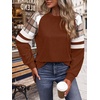 image:imageWIHOLL Sweatshirts for Women Crewneck Long Sleeve Loose Fit Tops Color Block Fashion 2026Caramel Grid