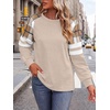 image:imageWIHOLL Sweatshirts for Women Crewneck Long Sleeve Loose Fit Tops Color Block Fashion 2026Khaki Grid