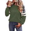 image:imageWIHOLL Sweatshirts for Women Crewneck Long Sleeve Loose Fit Tops Color Block Fashion 2026Olive Green Grid