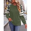 image:imageWIHOLL Sweatshirts for Women Crewneck Long Sleeve Loose Fit Tops Color Block Fashion 2026Olive Green Grid