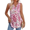 image:imageWIHOLL Tank Tops for Women Summer Babydoll Peplum Tops V Neck Sleeveless Shirts Dressy Casual Blouses Beach Vacation ClothesPink Paisley
