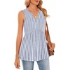 image:imageWIHOLL Tank Tops for Women Summer Babydoll Peplum Tops V Neck Sleeveless Shirts Dressy Casual Blouses Beach Vacation ClothesStriped Blue