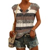 image:imageWIHOLL Tank Tops for Women Summer Shirts V Neck TShirts Beach Vacation Clothe Boho Sleeveless Basic Tees Fashion Clothing1brown Stripe