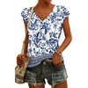 image:imageWIHOLL Tank Tops for Women Summer Shirts V Neck TShirts Beach Vacation Clothe Boho Sleeveless Basic Tees Fashion Clothing1ethnic Blue White