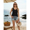 image:imageWIHOLL Tank Tops for Women Summer Tops Trendy Dressy Casual Spring Vacation Outfits Crewneck Button Down Sleeveless ShirtsBlack