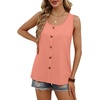 image:imageWIHOLL Tank Tops for Women Summer Tops Trendy Dressy Casual Spring Vacation Outfits Crewneck Button Down Sleeveless ShirtsCoral