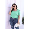 image:imageWIHOLL Tops for Women Summer Casual Ruffle Trim Sleeve Square Neck T Shirts1aqua