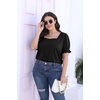 image:imageWIHOLL Tops for Women Summer Casual Ruffle Trim Sleeve Square Neck T Shirts1black