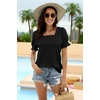 image:imageWIHOLL Tops for Women Summer Casual Ruffle Trim Sleeve Square Neck T Shirts1black