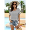 image:imageWIHOLL Tops for Women Summer Casual Ruffle Trim Sleeve Square Neck T Shirts1blackstripe