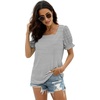 image:imageWIHOLL Tops for Women Summer Casual Ruffle Trim Sleeve Square Neck T Shirts1blackstripe