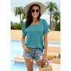 image:imageWIHOLL Tops for Women Summer Casual Ruffle Trim Sleeve Square Neck T Shirts1blue