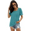 image:imageWIHOLL Tops for Women Summer Casual Ruffle Trim Sleeve Square Neck T Shirts1blue