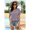 image:imageWIHOLL Tops for Women Summer Casual Ruffle Trim Sleeve Square Neck T Shirts1bluePink Stripe