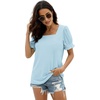 image:imageWIHOLL Tops for Women Summer Casual Ruffle Trim Sleeve Square Neck T Shirts1bluestripe