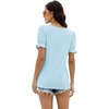 image:imageWIHOLL Tops for Women Summer Casual Ruffle Trim Sleeve Square Neck T Shirts1bluestripe