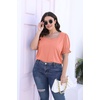 image:imageWIHOLL Tops for Women Summer Casual Ruffle Trim Sleeve Square Neck T Shirts1coral