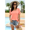 image:imageWIHOLL Tops for Women Summer Casual Ruffle Trim Sleeve Square Neck T Shirts1coral