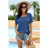 image:imageWIHOLL Tops for Women Summer Casual Ruffle Trim Sleeve Square Neck T Shirts1darkblue