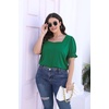 image:imageWIHOLL Tops for Women Summer Casual Ruffle Trim Sleeve Square Neck T Shirts1green