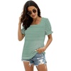 image:imageWIHOLL Tops for Women Summer Casual Ruffle Trim Sleeve Square Neck T Shirts1greenstripe