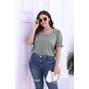 image:imageWIHOLL Tops for Women Summer Casual Ruffle Trim Sleeve Square Neck T Shirts1grey