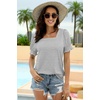 image:imageWIHOLL Tops for Women Summer Casual Ruffle Trim Sleeve Square Neck T Shirts1greystripe