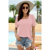 image:imageWIHOLL Tops for Women Summer Casual Ruffle Trim Sleeve Square Neck T Shirts1pinkstripe