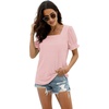 image:imageWIHOLL Tops for Women Summer Casual Ruffle Trim Sleeve Square Neck T Shirts1pinkstripe