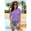 image:imageWIHOLL Tops for Women Summer Casual Ruffle Trim Sleeve Square Neck T Shirts1purple