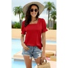 image:imageWIHOLL Tops for Women Summer Casual Ruffle Trim Sleeve Square Neck T Shirts1red