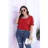 image:imageWIHOLL Tops for Women Summer Casual Ruffle Trim Sleeve Square Neck T Shirts1red