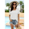 image:imageWIHOLL Tops for Women Summer Casual Ruffle Trim Sleeve Square Neck T Shirts1white