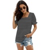 image:imageWIHOLL Tops for Women Summer Casual Ruffle Trim Sleeve Square Neck T Shirts1whitestripe