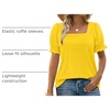 image:imageWIHOLL Tops for Women Summer Casual Ruffle Trim Sleeve Square Neck T Shirts1yellow