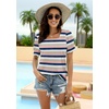 image:imageWIHOLL Tops for Women Summer Casual Ruffle Trim Sleeve Square Neck T Shirts2multicolor 1